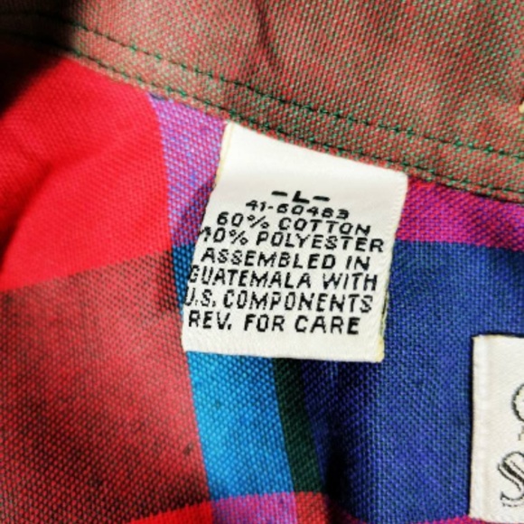 Vintage Sears Roebuck Red Plaid Button Down Shirt - Picture 6 of 6